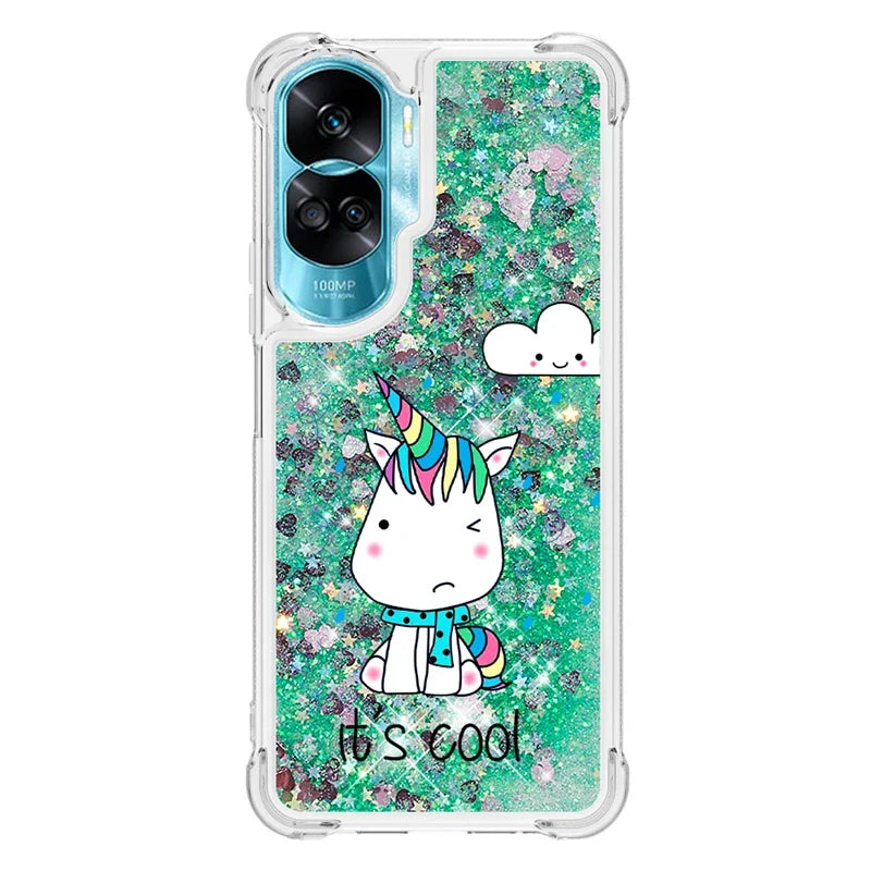 Honor 90 Lite Case on For Funda Honor 90 Lite CRT-NX1 Cover Glitter Dynamic Liquid Case For Huawei Honor90 Lite Phone Case Etui