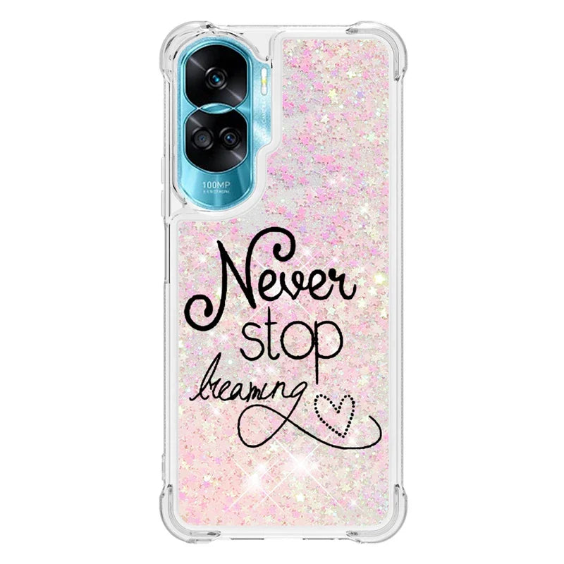 Honor 90 Lite Case on For Funda Honor 90 Lite CRT-NX1 Cover Glitter Dynamic Liquid Case For Huawei Honor90 Lite Phone Case Etui